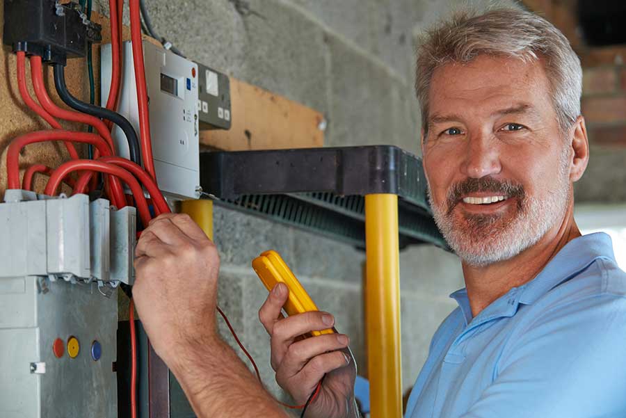 inspector examining electrical panel